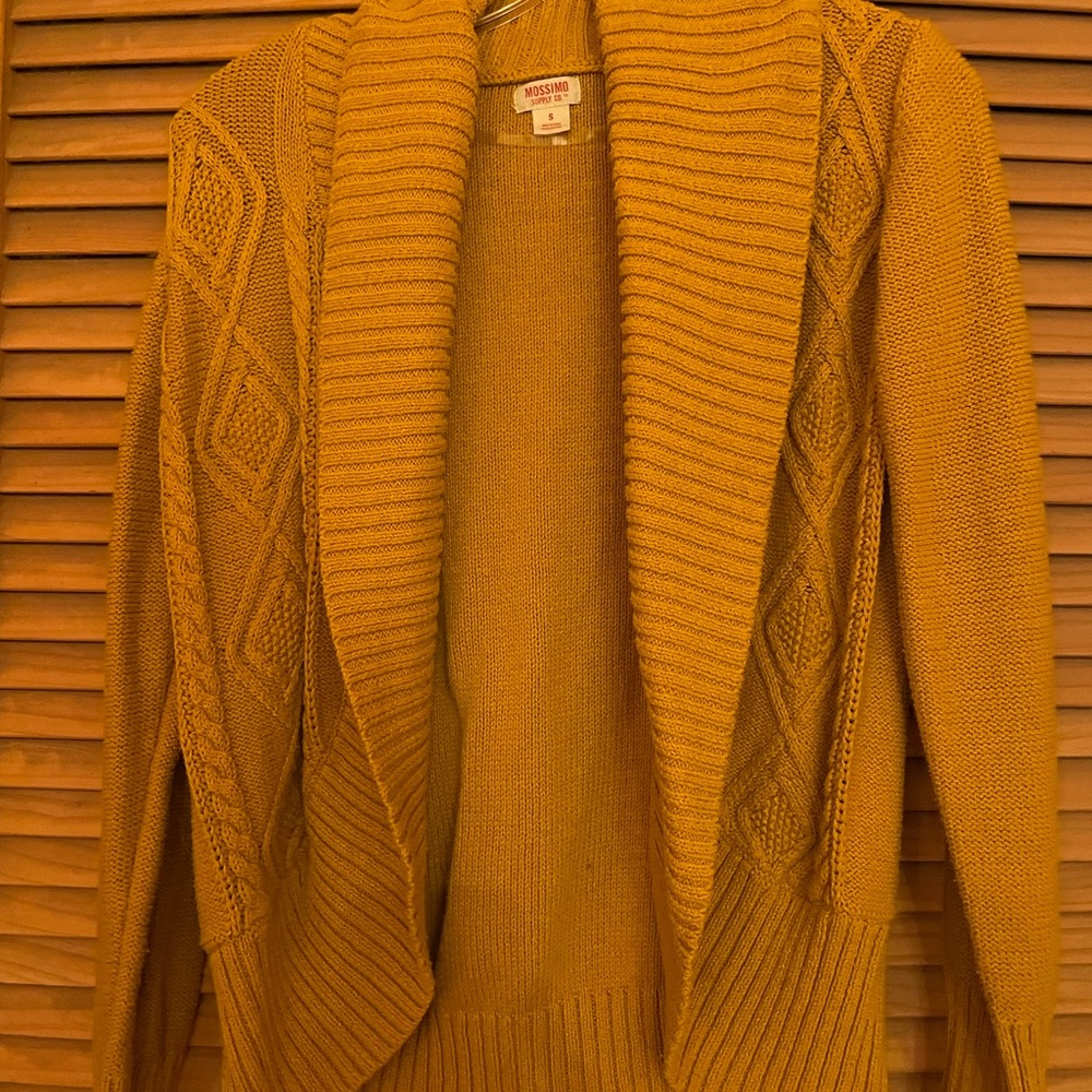 Mustard Yellow cable-knit cardigan